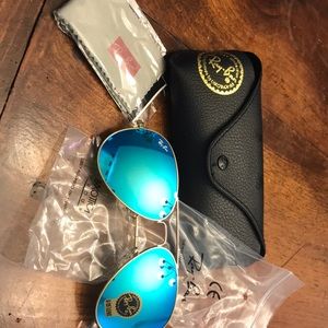 Rayban Aviators-mirrored blue lenses